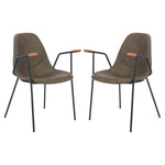 Safavieh Tanner Mid Century Dining Chair, DCH3001 - Olive Pu/Black (Set of 2)
