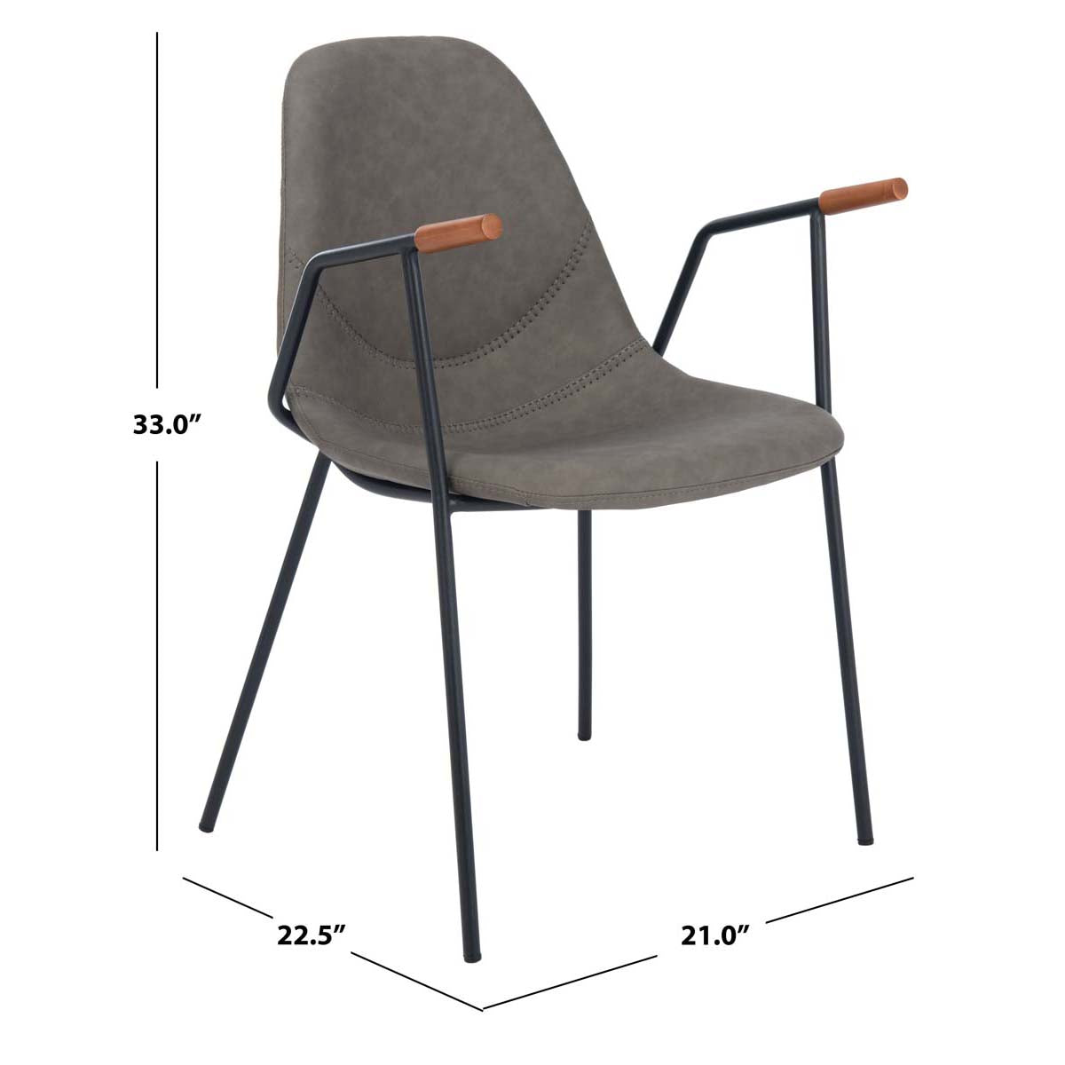 Safavieh Tanner Mid Century Dining Chair, DCH3001 - Ash Pu/Black (Set of 2)