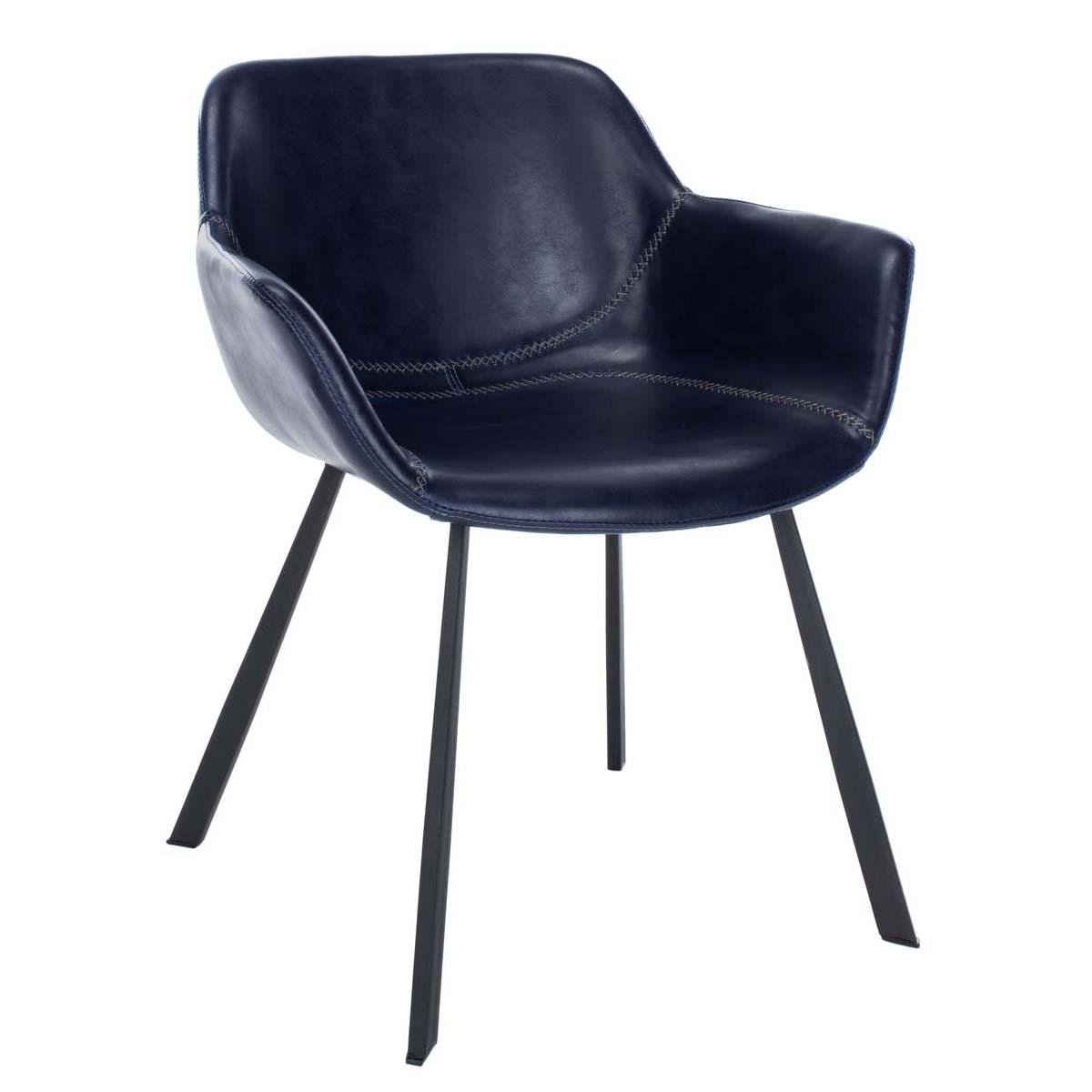 Safavieh Arlo Mid Century Dining Chair, DCH3002 - Midnight Blue Pu/Black