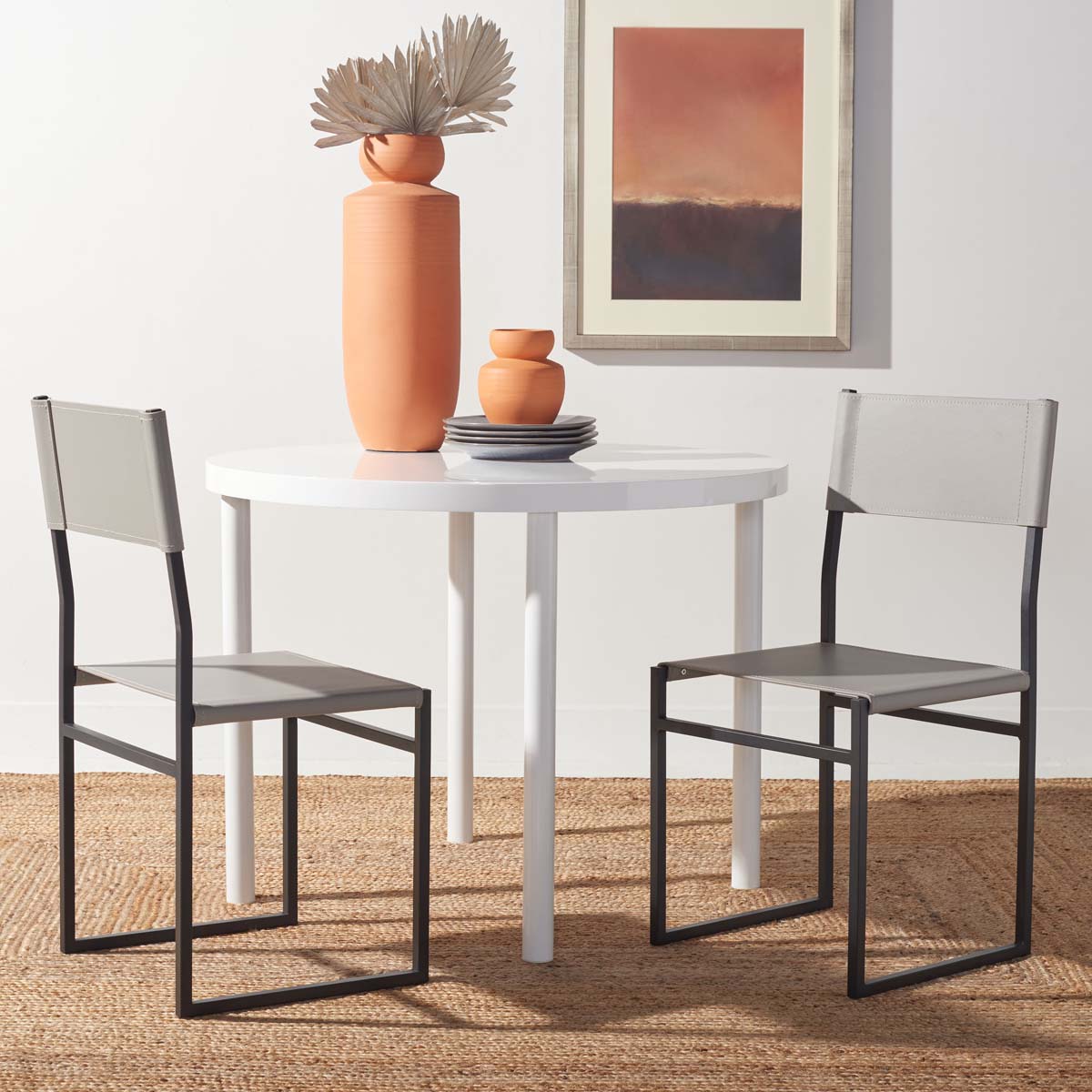 Safavieh Layne Dining Chair (Set of 2), DCH3003 - Light Grey / Black