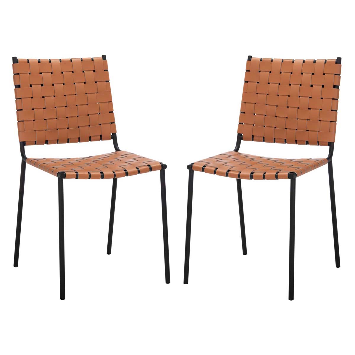 Safavieh Wesson Woven Dining Chair , DCH3005 - Cognac / Black