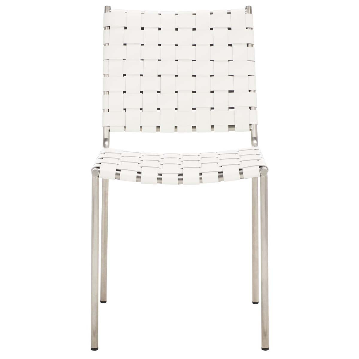 Safavieh Wesson Woven Dining Chair (Set of 2), DCH3005 - White / Silver