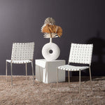 Safavieh Wesson Woven Dining Chair (Set of 2), DCH3005 - White / Silver