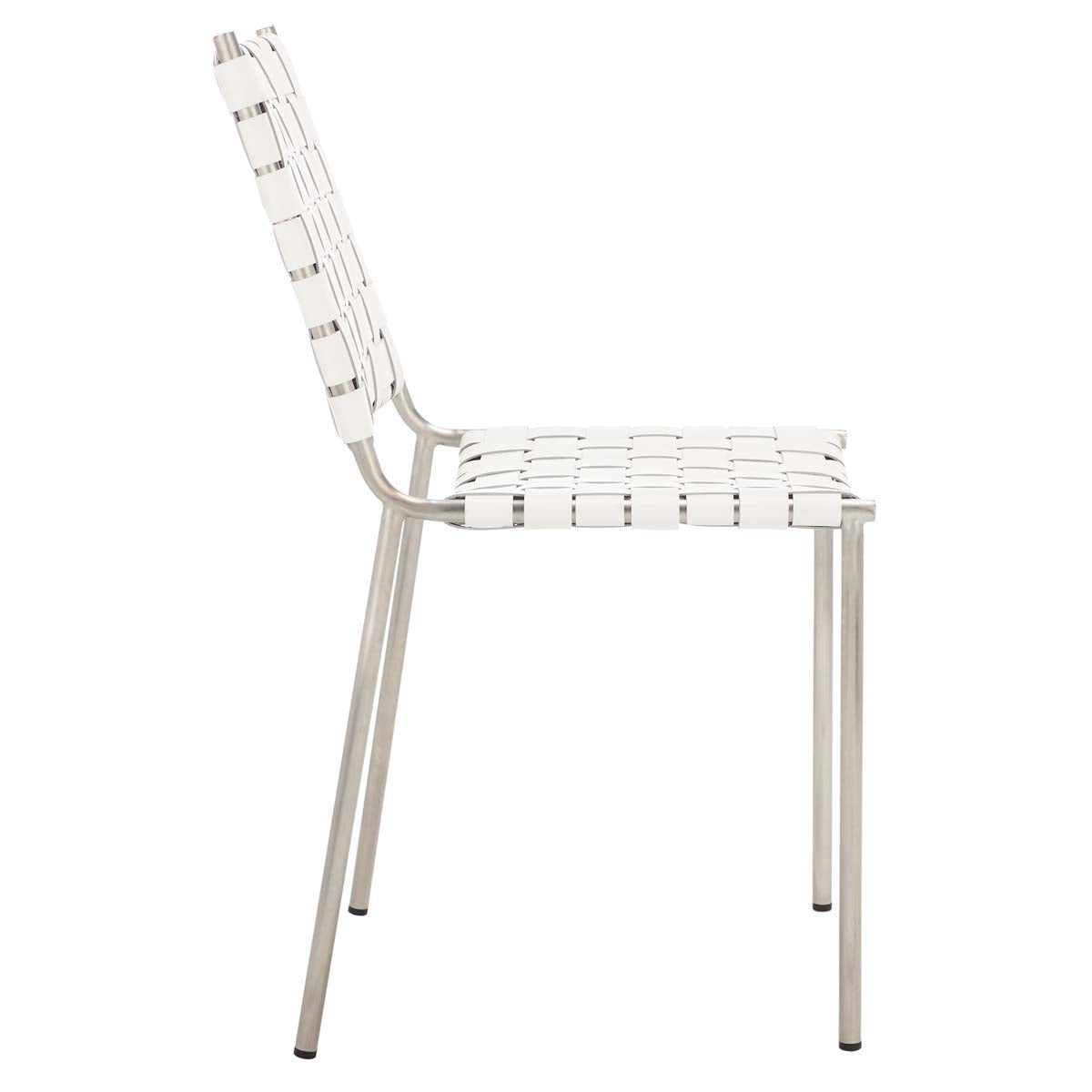 Safavieh Wesson Woven Dining Chair (Set of 2), DCH3005 - White / Silver