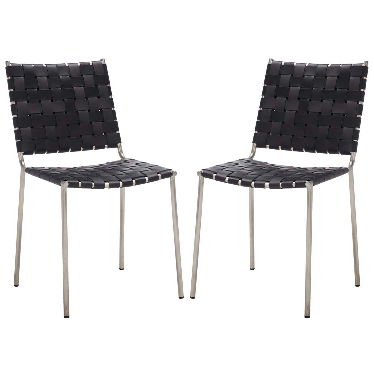 Safavieh Wesson Woven Dining Chair (Set of 2), DCH3005 - Black / Silver