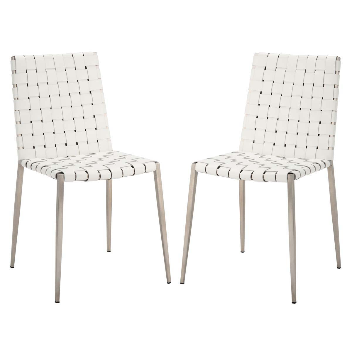 Safavieh Rayne Woven Dining Chair (Set of 2), DCH3006 - White / Silver