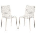 Safavieh Rayne Woven Dining Chair (Set of 2), DCH3006 - White / Silver