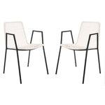 Safavieh Wynona Leather Woven Dining Chair, DCH4001 - White/Black (Set of 2)
