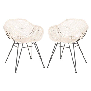 Safavieh Jadis Leather Woven Dining Chair(Set of 2), DCH4002
