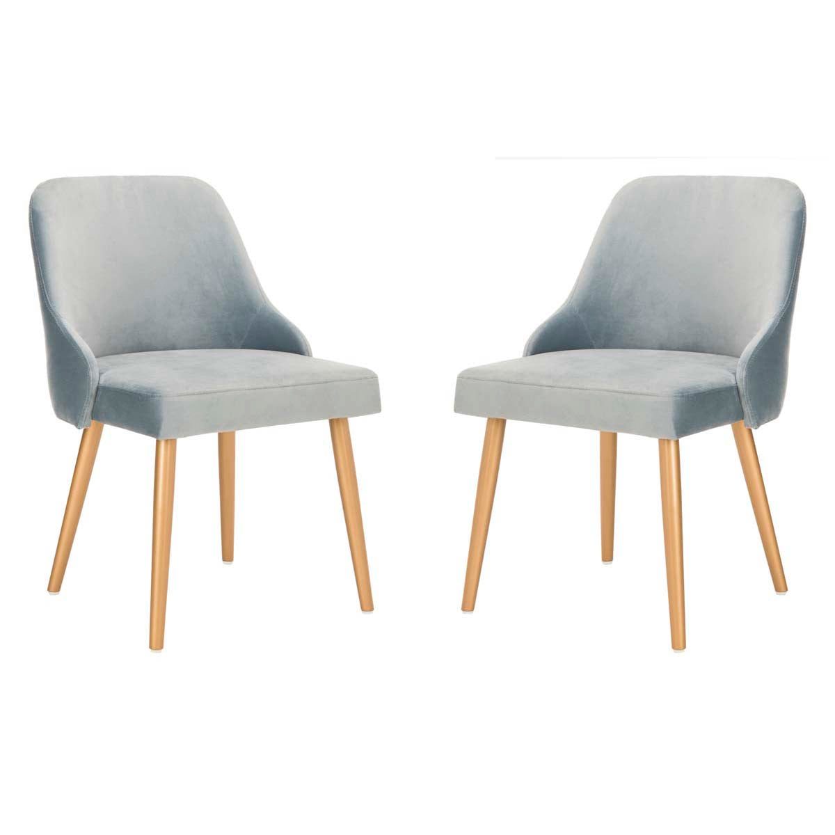 Safavieh Lulu Upholstered Dining Chair, DCH6200 - Slate Blue/Gold (Set of 2)