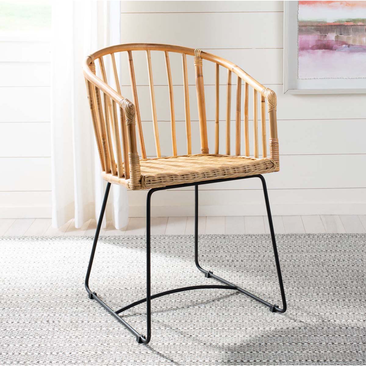 Safavieh Siena Rattan Barrel Dining Chair , DCH6501 - Natural/Black