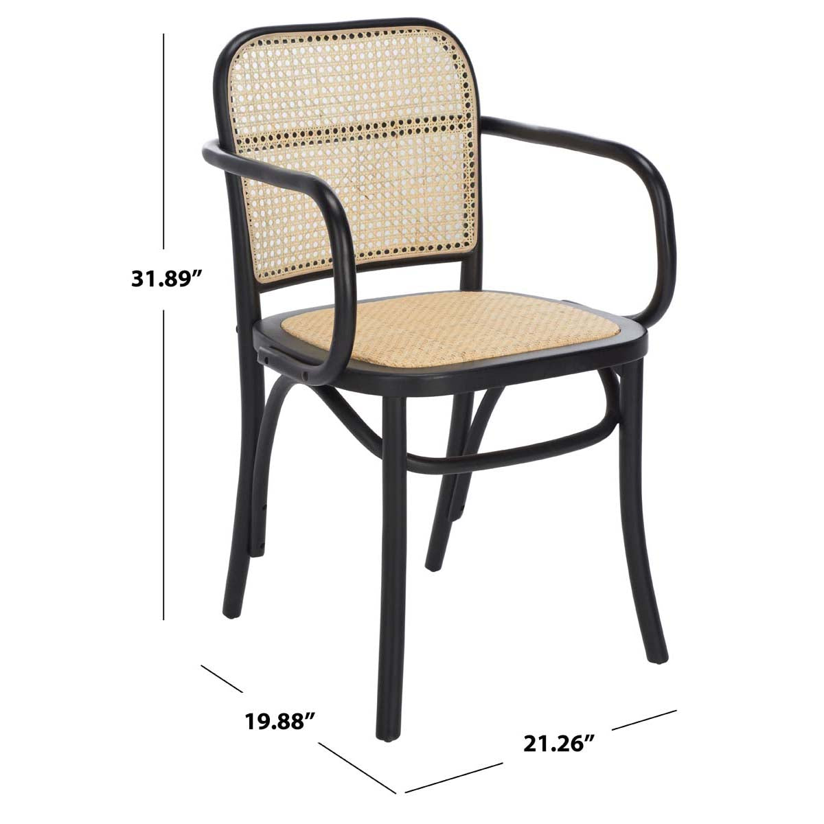 Safavieh Keiko Cane Dining Chair , DCH9503 - Black/Natural