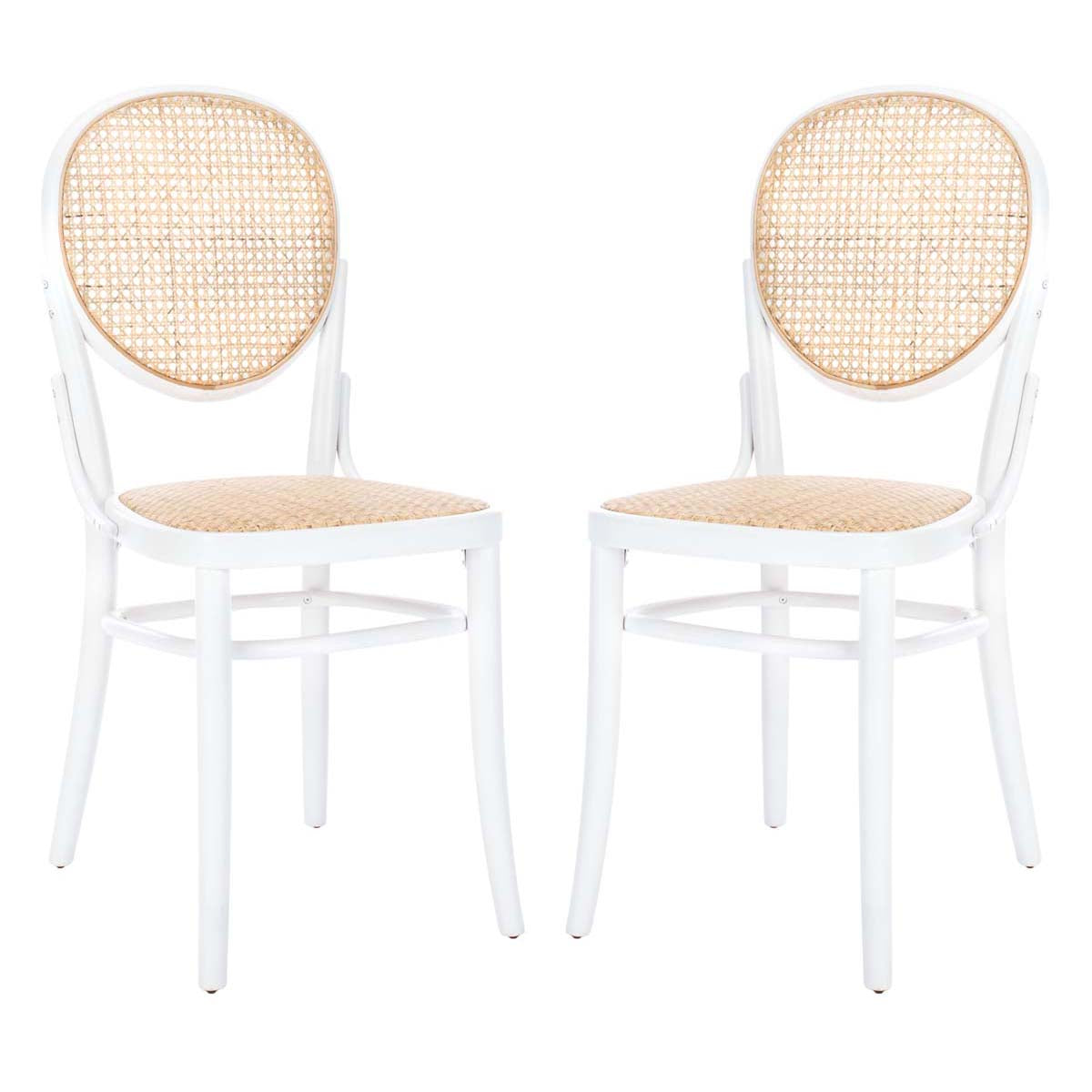 Safavieh Sonia Cane Dining Chair, DCH9504 - White/Natural (Set of 2)