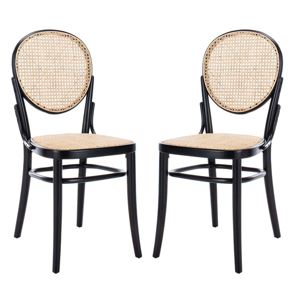 Safavieh Sonia Cane Dining Chair, DCH9504 - Black/Natural (Set of 2)