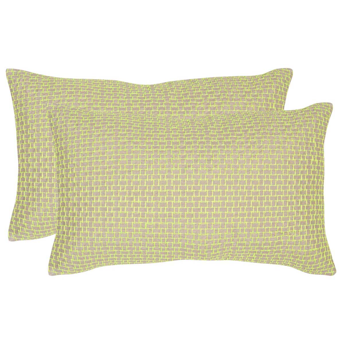 Safavieh Box Stitch Pillow, DEC453 - Neon Citris (Set of 2)