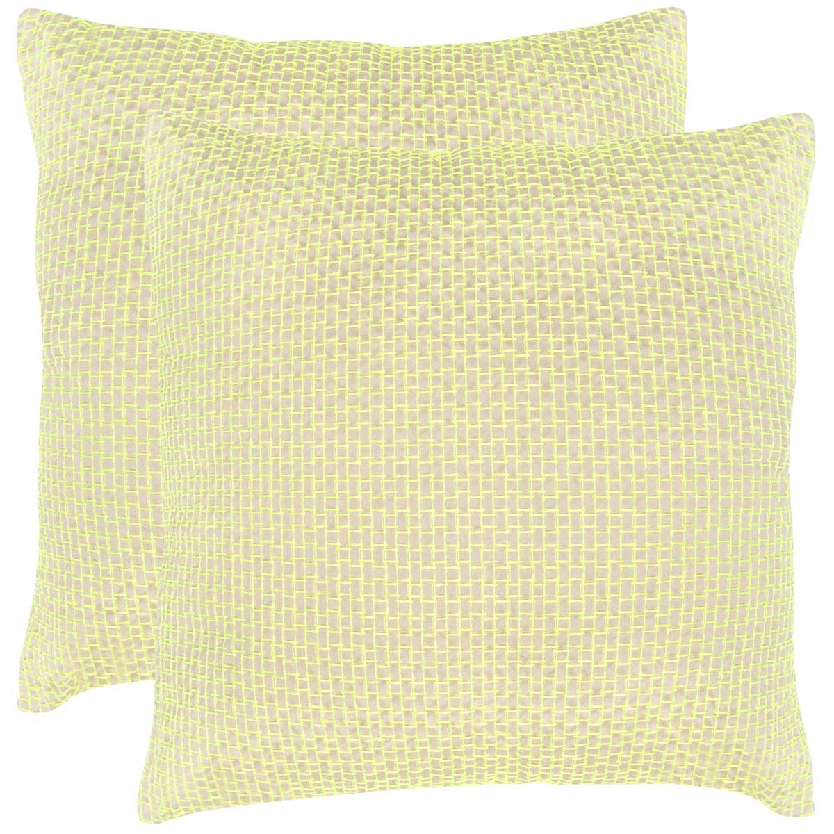 Safavieh Box Stitch Pillow, DEC453 - Neon Citris (Set of 2)