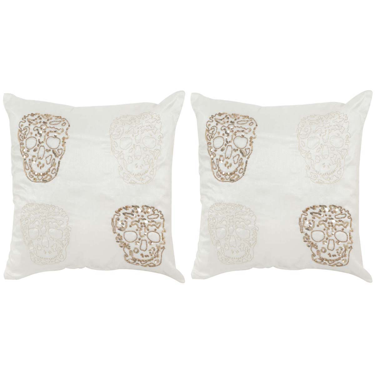 Safavieh Quatre Skull Pillow, DEC462 - Gold (Set of 2)