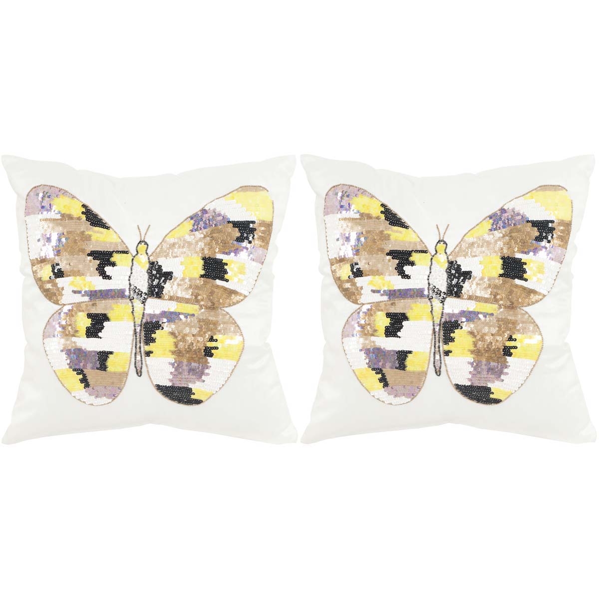 Safavieh Papillon Pillow, DEC466 - Sdark Greyet Shimmer (Set of 2)
