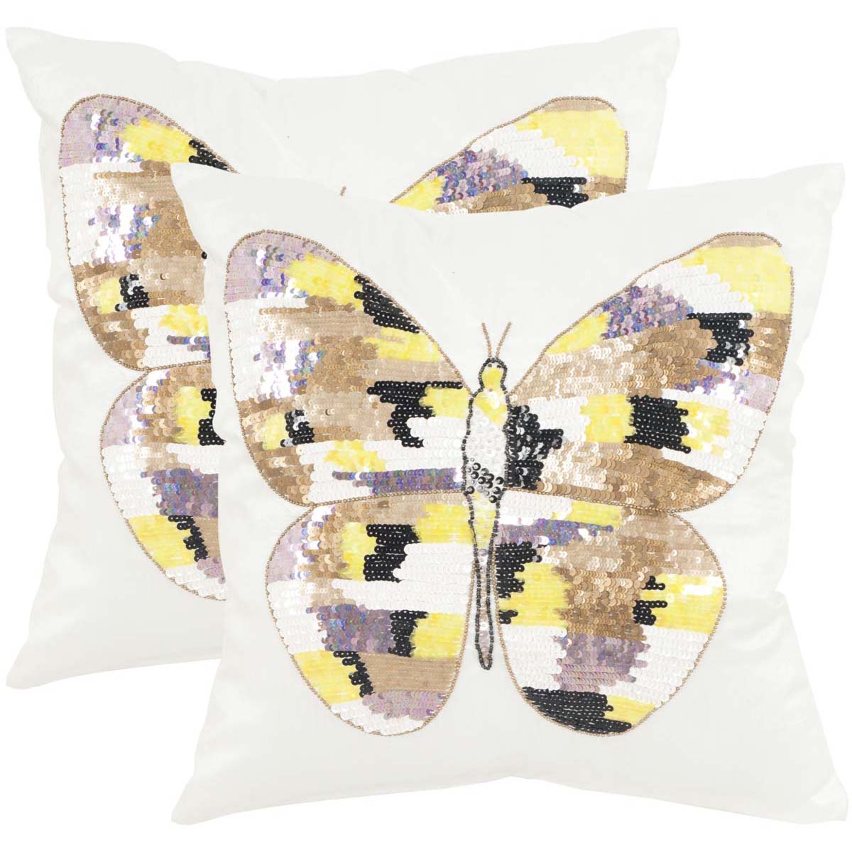 Safavieh Papillon Pillow, DEC466 - Sdark Greyet Shimmer (Set of 2)