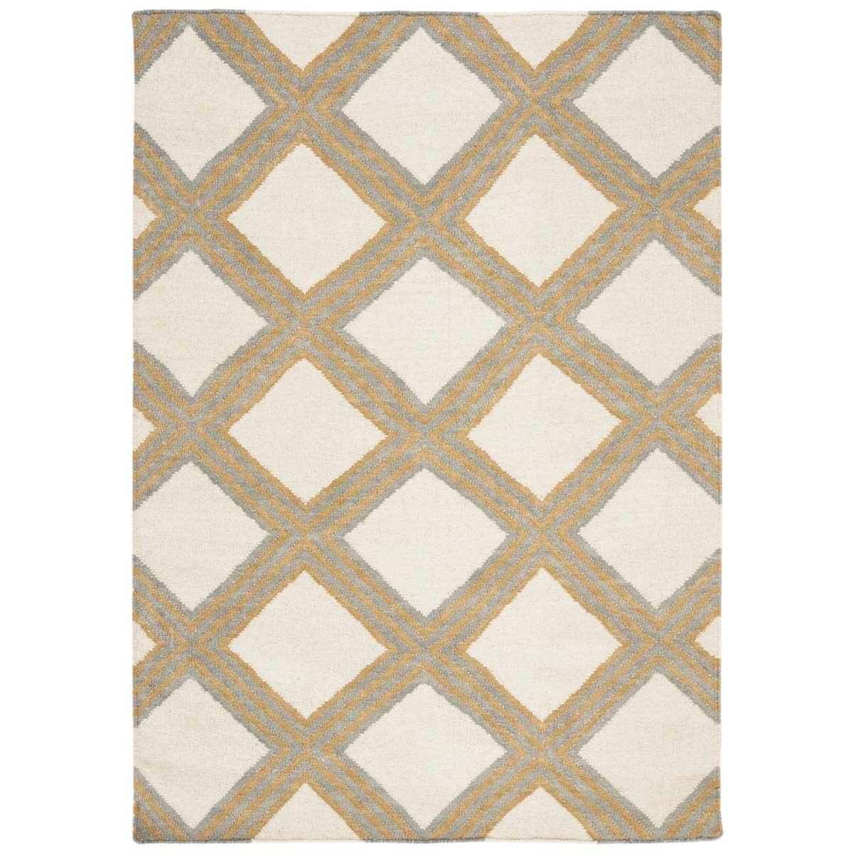 Safavieh Dhurries 109 Rug, DHU109 - Ivory / Gold