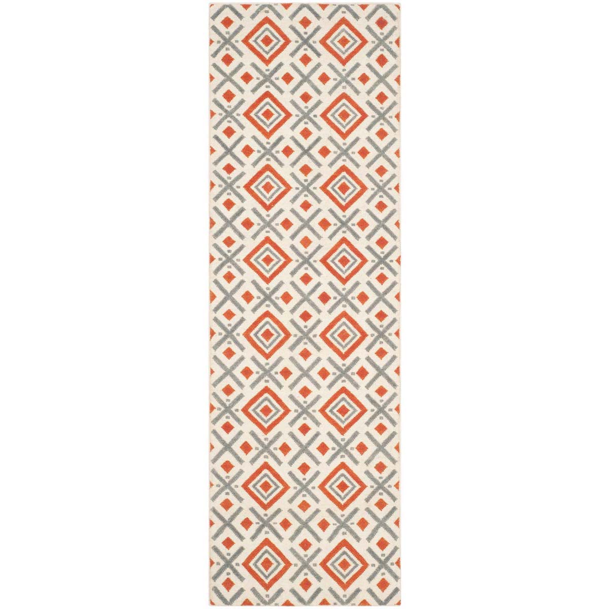 Safavieh Dhurries 116 Rug, DHU116 - Ivory / Tangerine