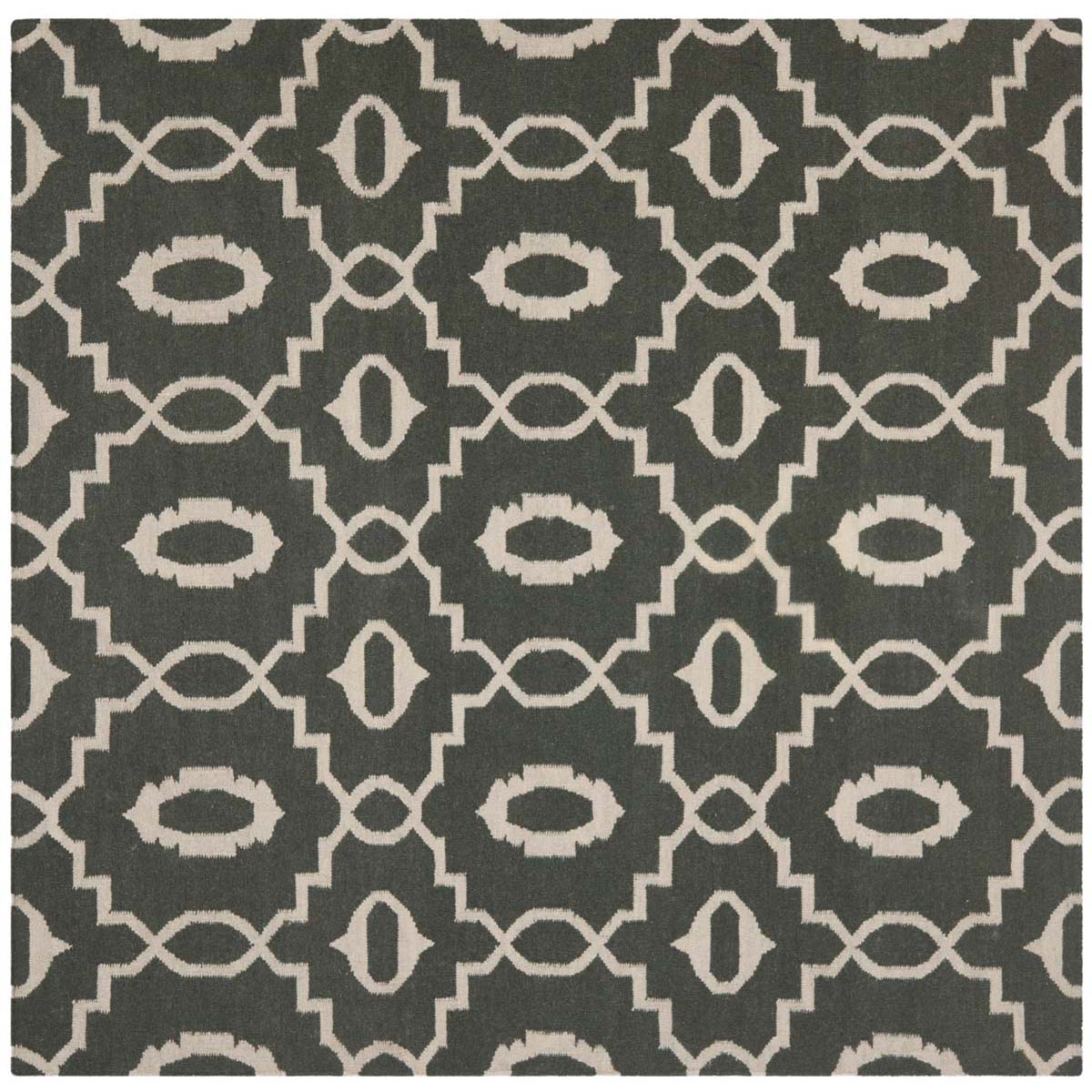 Safavieh Dhurries 205 Rug, DHU205 - Charcoal / Ivory