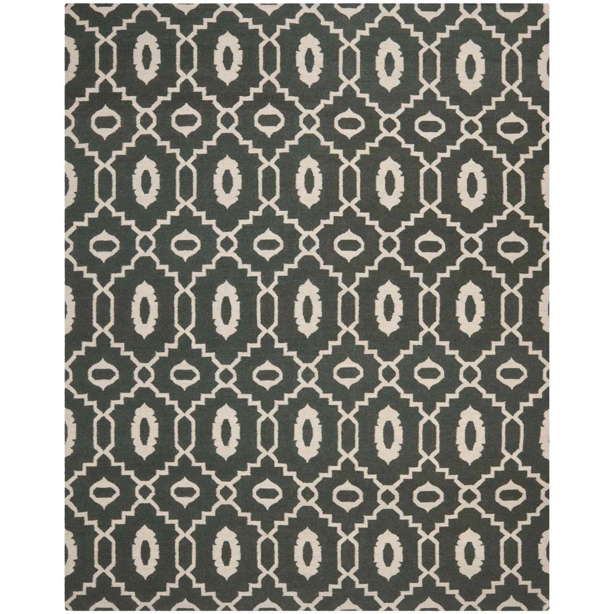 Safavieh Dhurries 205 Rug, DHU205 - Charcoal / Ivory