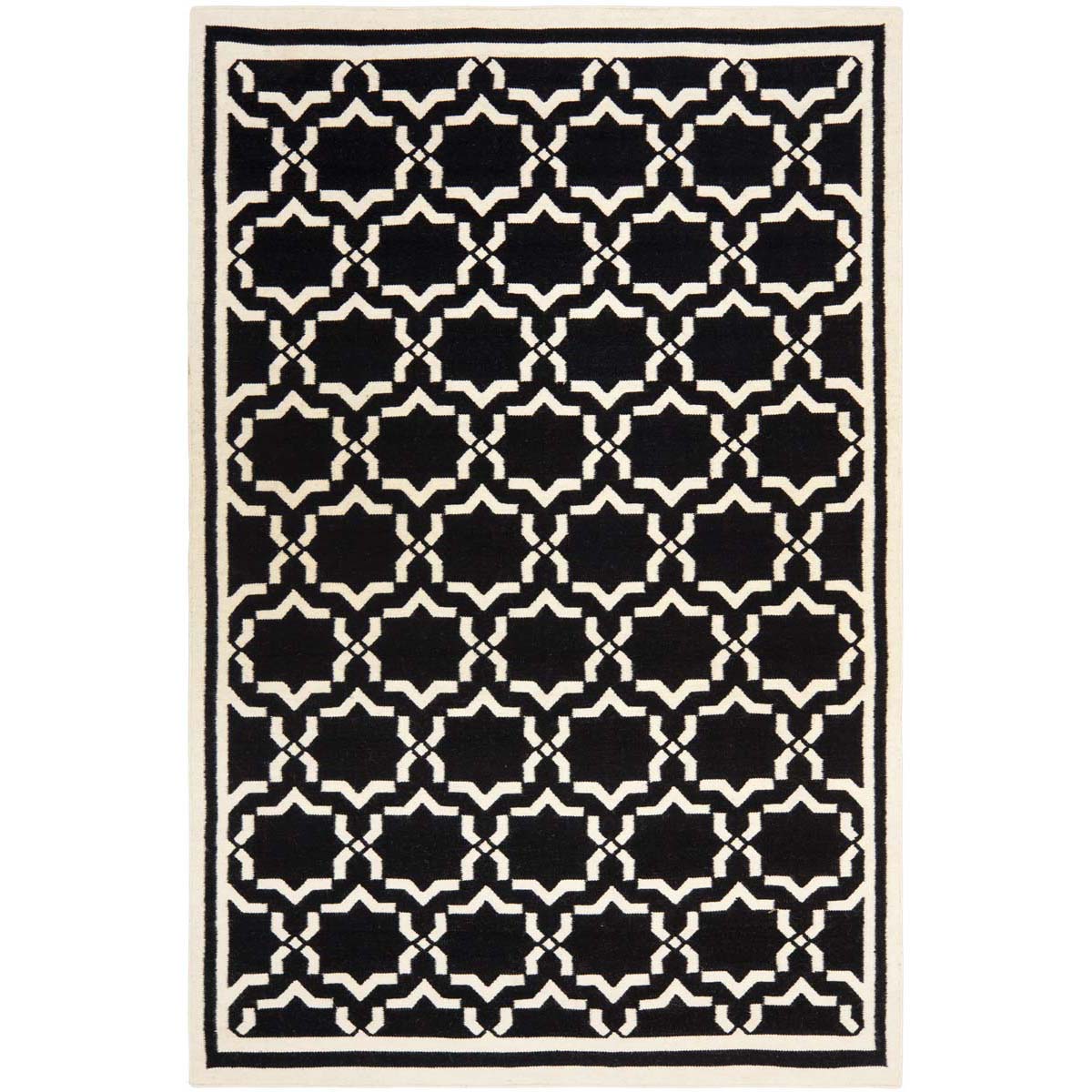 Safavieh Dhurries 545 Rug, DHU545 - Black / Ivory