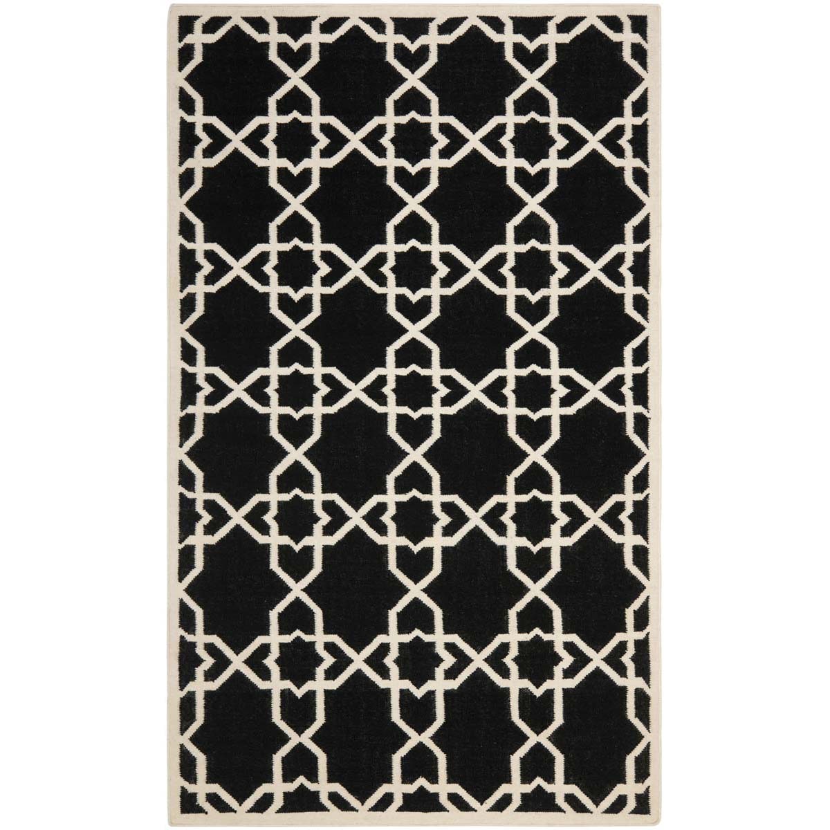 Safavieh Dhurries 548 Rug, DHU548 - Black / Ivory