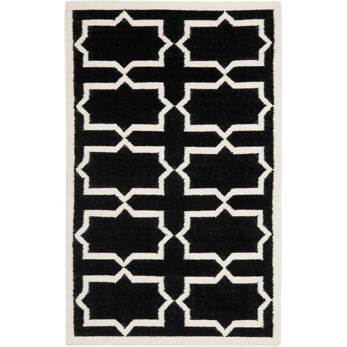 Safavieh Dhurries 549 Rug, DHU549 - Black / Ivory