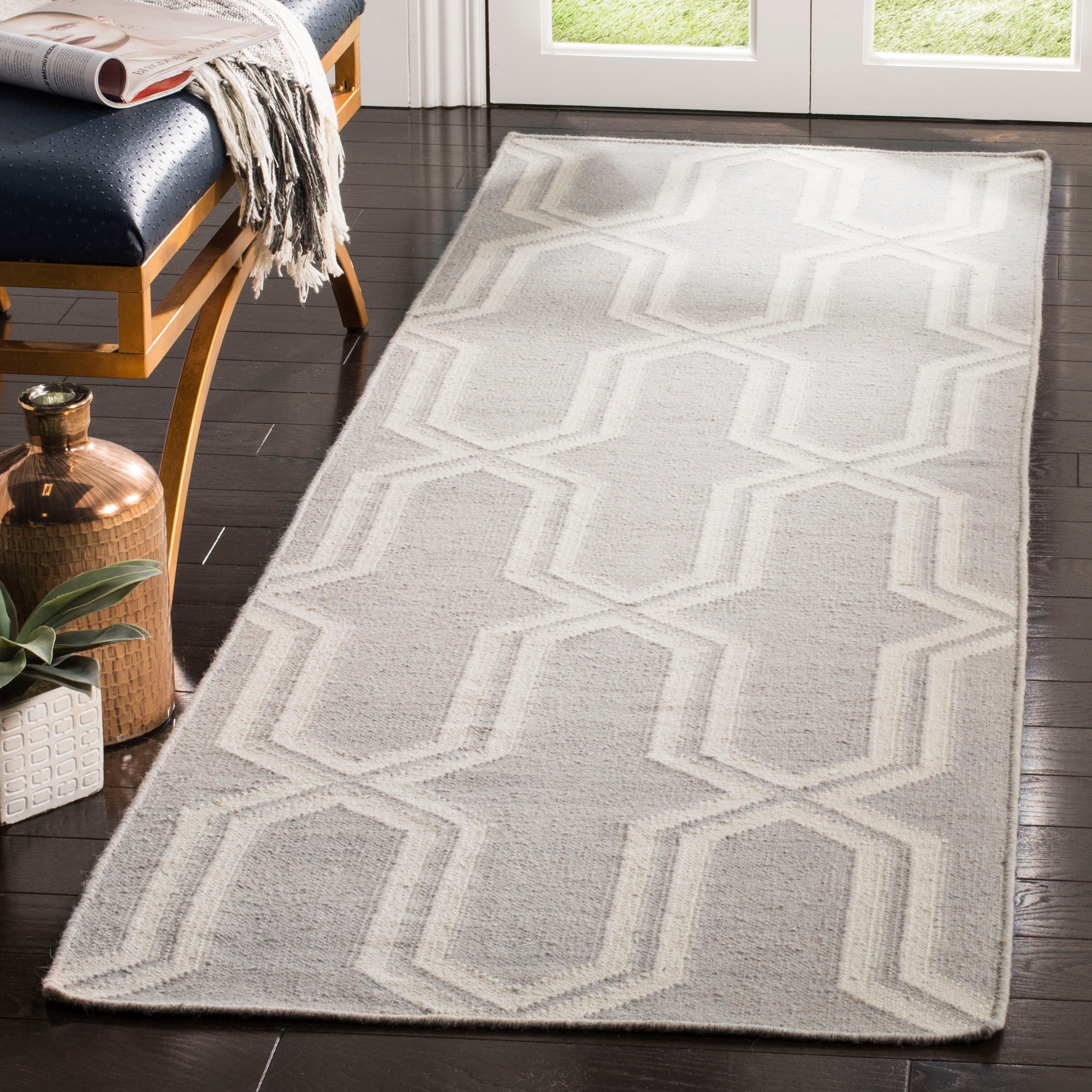 Safavieh Dhurries 559 Rug, DHU559 - Grey / Ivory