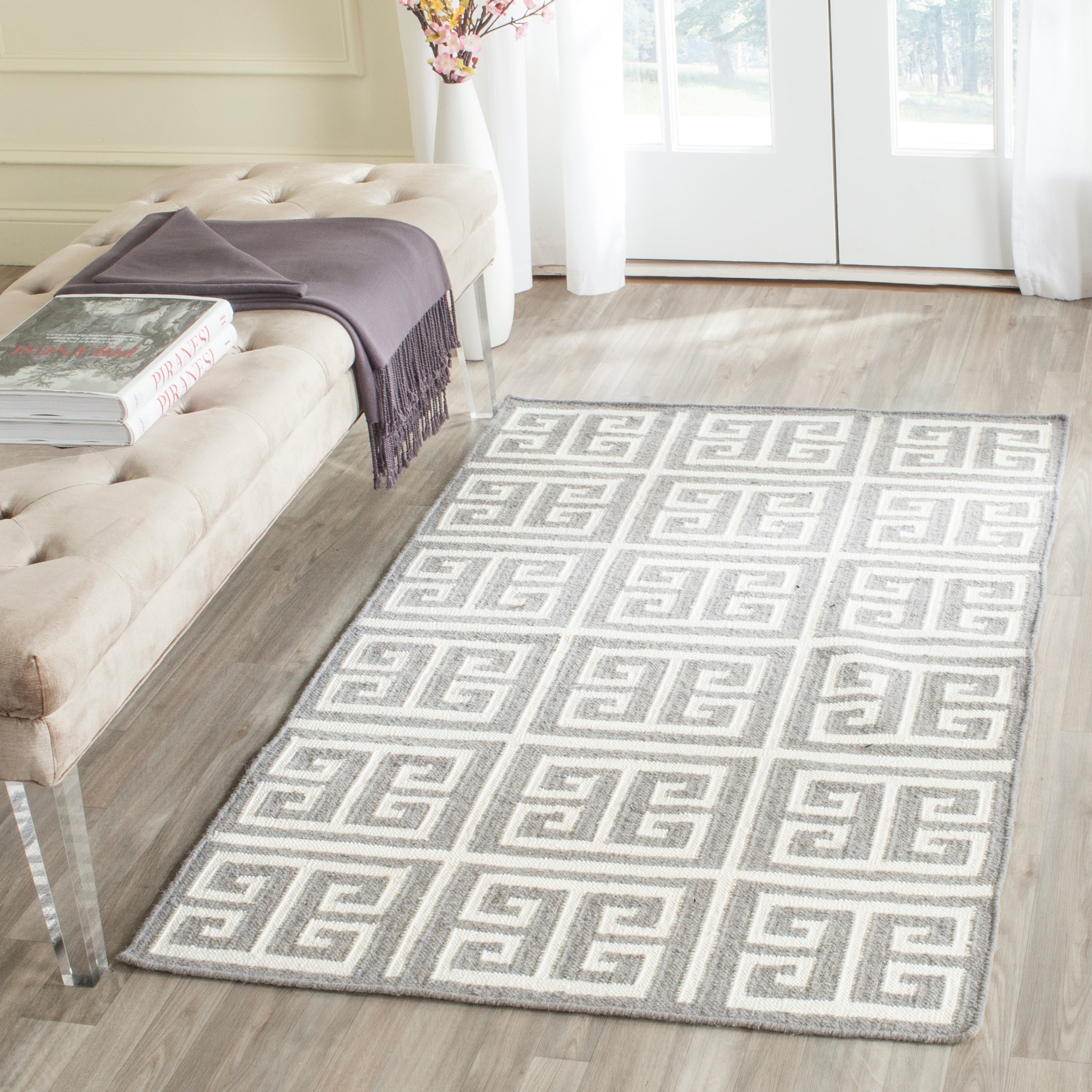 Safavieh Dhurries 626 Rug, DHU626 - Grey / Ivory