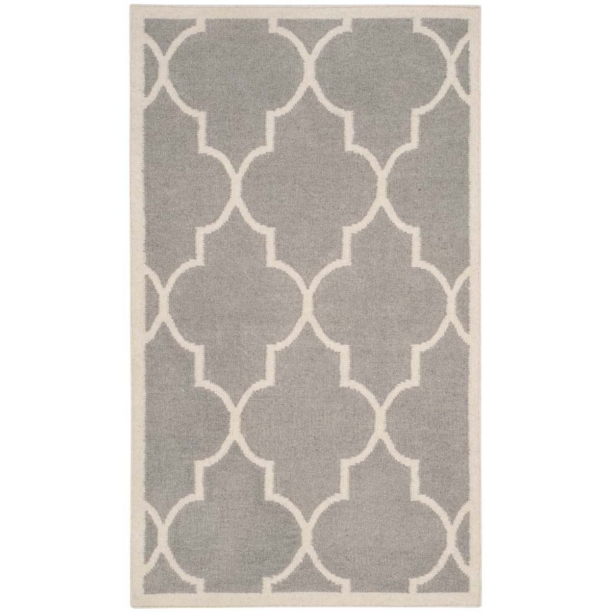 Safavieh Dhurries 632 Rug, DHU632 - Dark Grey / Ivory