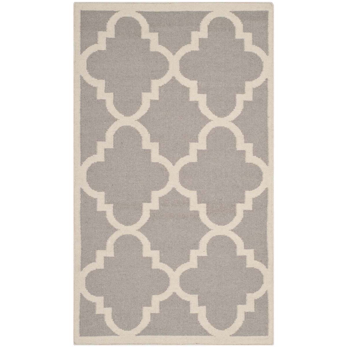 Safavieh Dhurries 633 Rug, DHU633 - Dark Grey / Ivory