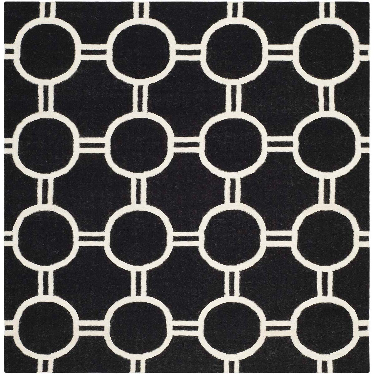 Safavieh Dhurries 636 Rug, DHU636 - Black / Ivory