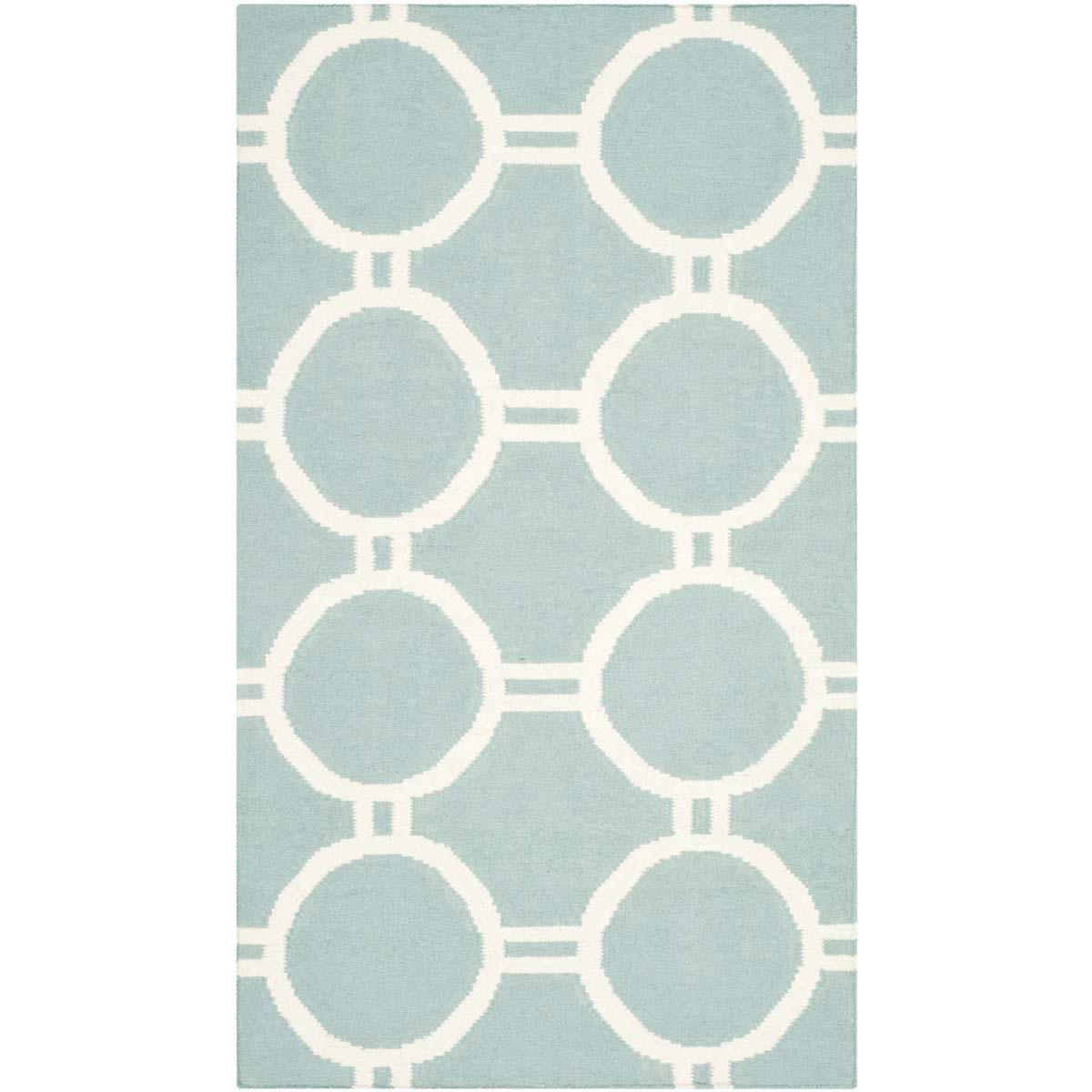 Safavieh Dhurries 636 Rug, DHU636 - Light Blue / Ivory