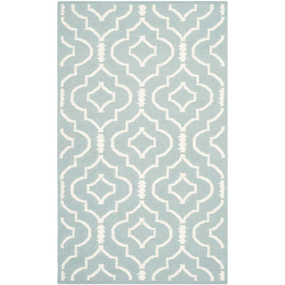 Safavieh Dhurries 637 Rug, DHU637 - Light Blue / Ivory