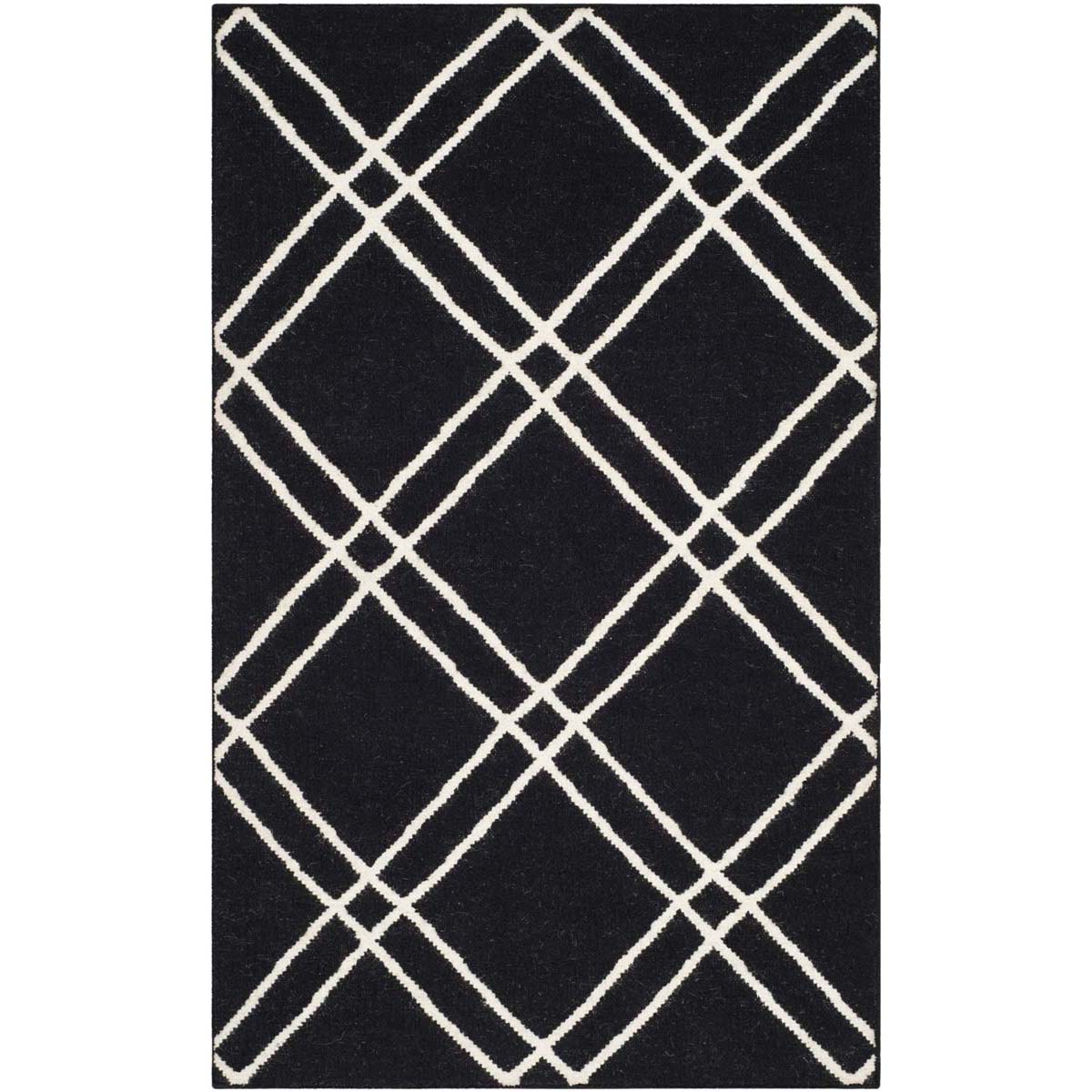 Safavieh Dhurries 638 Rug, DHU638 - Black / Ivory