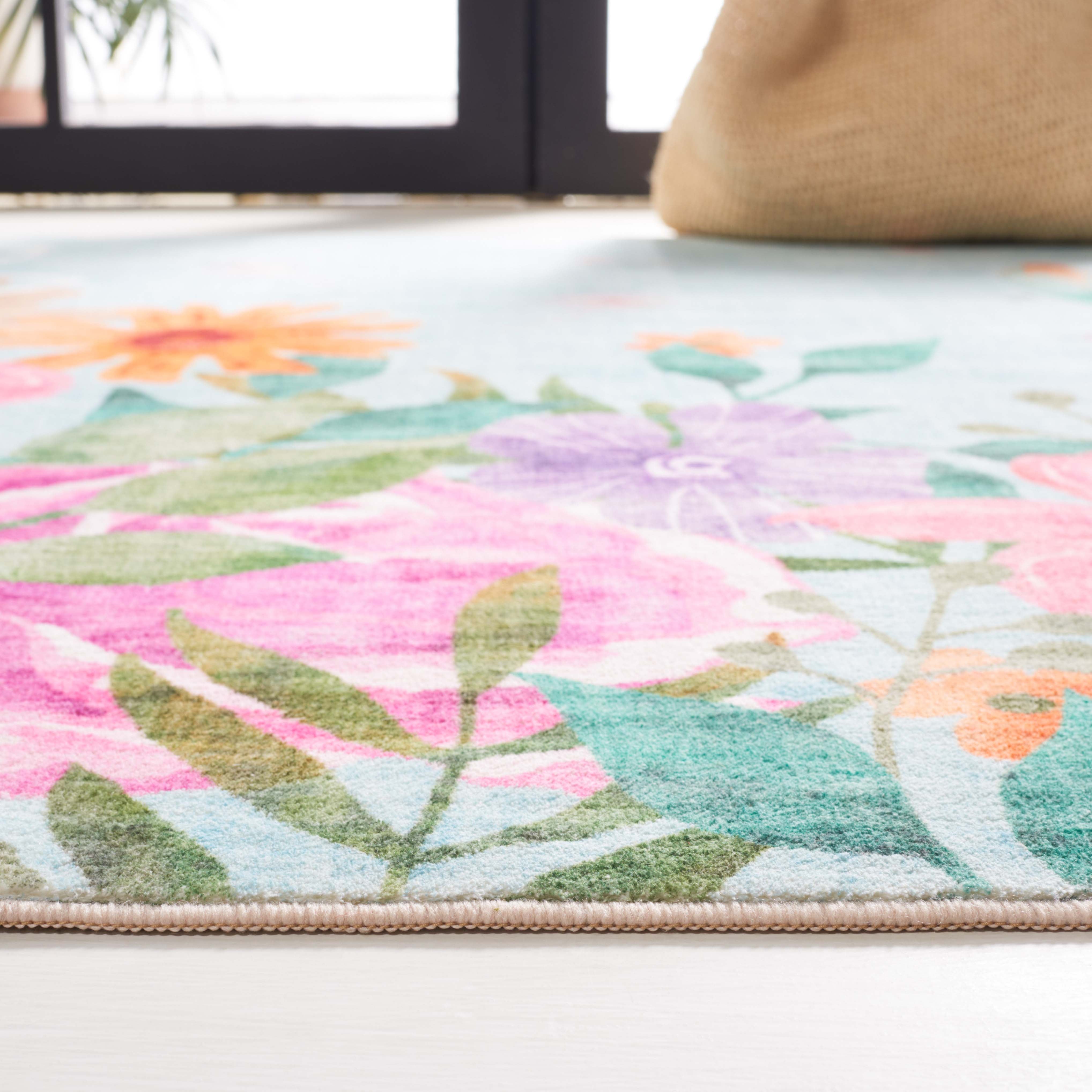 Safavieh Door and Kitchen Mat 338 Rug, DKM338 - Aqua / Pink