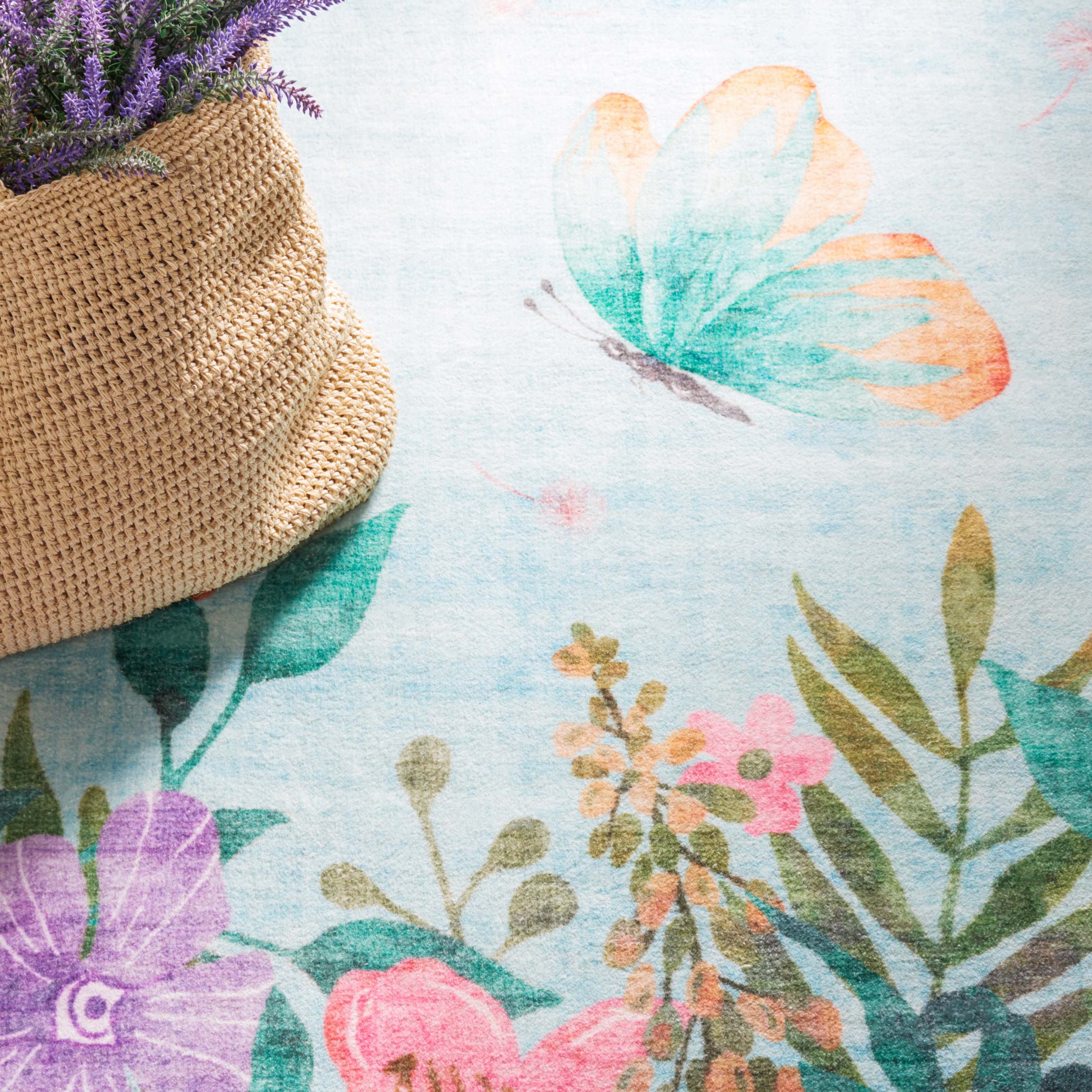 Safavieh Door and Kitchen Mat 338 Rug, DKM338 - Aqua / Pink