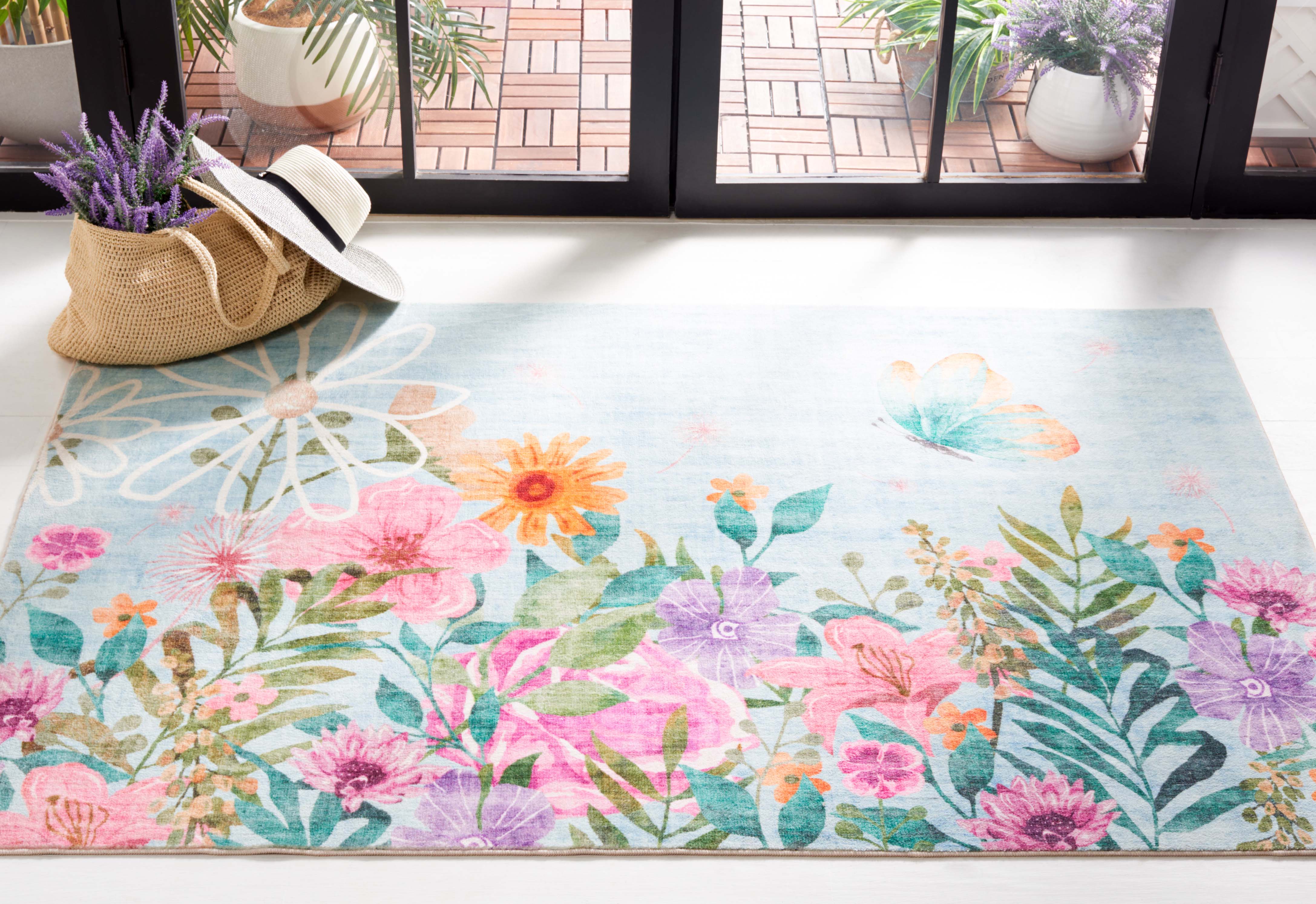 Safavieh Door and Kitchen Mat 338 Rug, DKM338 - Aqua / Pink