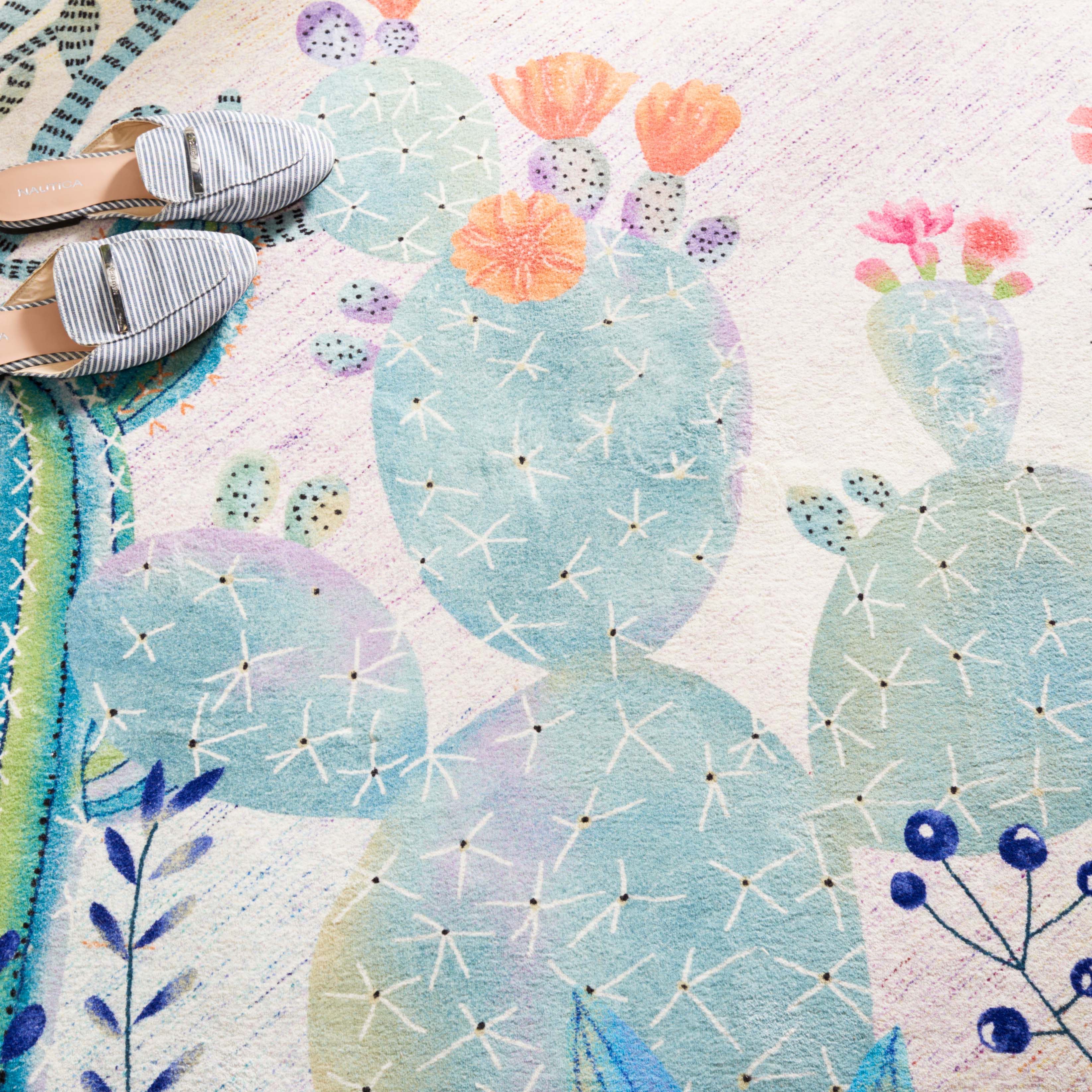 Safavieh Door and Kitchen Mat 376 Rug, DKM376 - Fuchsia / Turquoise