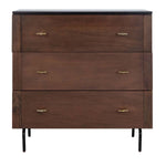 Safavieh Genevieve 3 Drawer Dresser , DRS5000 - Walnut/Black/Gold