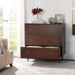 Safavieh Genevieve 3 Drawer Dresser , DRS5000 - Walnut/Black/Gold