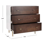 Safavieh Genevieve 3 Drawer Dresser , DRS5000 - White/Walnut/Gold