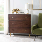 Safavieh Genevieve 3 Drawer Dresser , DRS5000 - White/Walnut/Gold