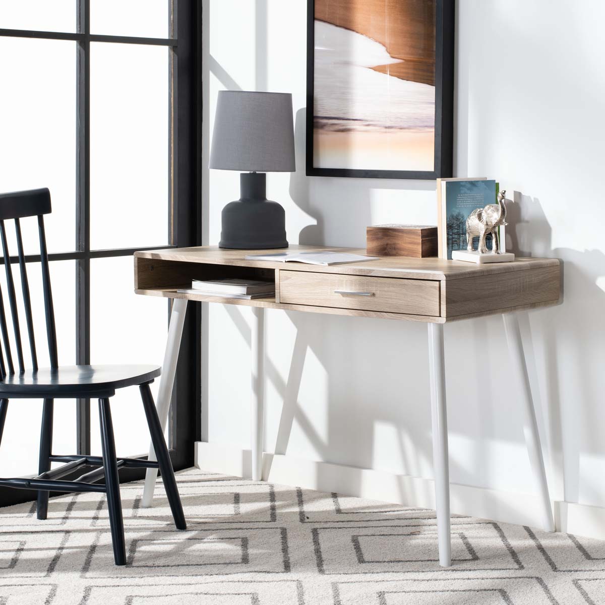 Safavieh Jorja 1 Drawer 1 Shelf Desk , DSK2200 - Natural/White