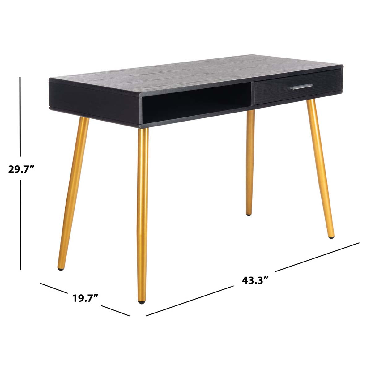 Safavieh Jorja 1 Drawer 1 Shelf Desk , DSK2200 - Black/Gold