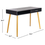 Safavieh Jorja 1 Drawer 1 Shelf Desk , DSK2200 - Black/Gold