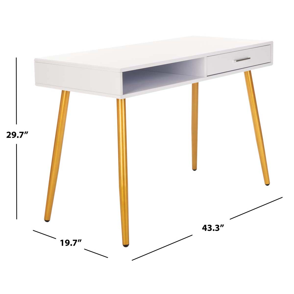 Safavieh Jorja 1 Drawer 1 Shelf Desk , DSK2200 - White/Gold